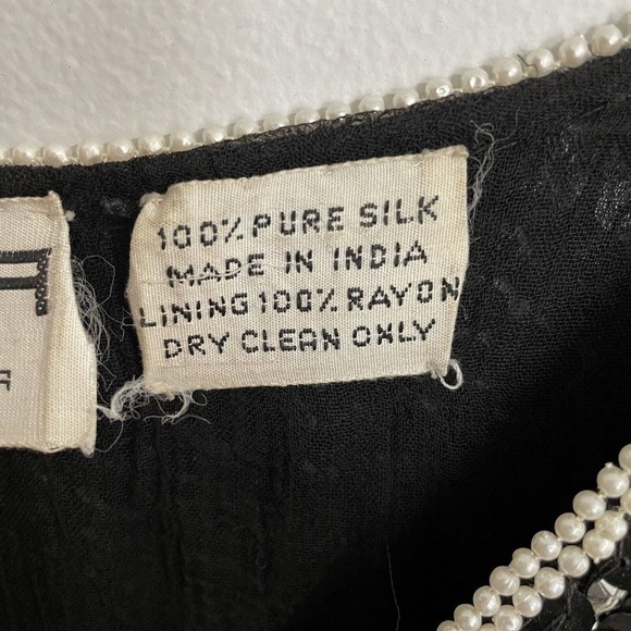 Vintage Scala Dress Size Small Black Silver Silk Sequin Evening Party Formal 80s - Picture 9 of 9